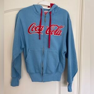 Coca-Cola Light Blue Hoodie with Red Details, size men's XS